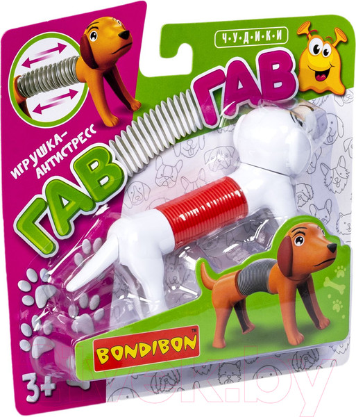 Изображение товара Игрушка антистресс Bondibon Собачка трубочка / ВВ5756 (белый/красный)