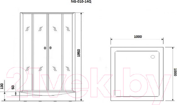 Изображение товара Душевой уголок Niagara NG-010-14QT 100x100x195 (тонированное стекло)