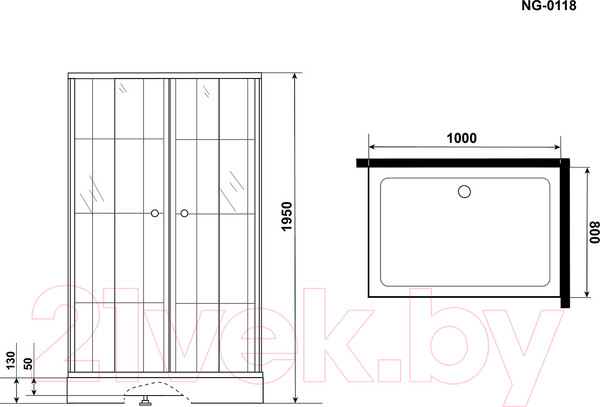 Изображение товара Душевой уголок Niagara NG-0118-14 100x80 (прозрачное стекло)