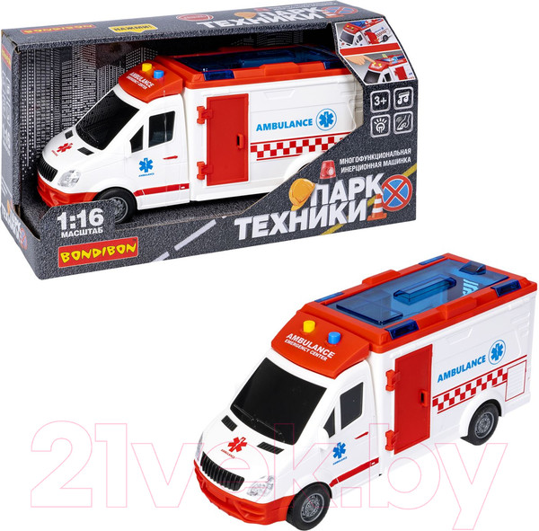 Изображение товара Автобус игрушечный Bondibon Парк техники. Скорая помощь / ВВ5941