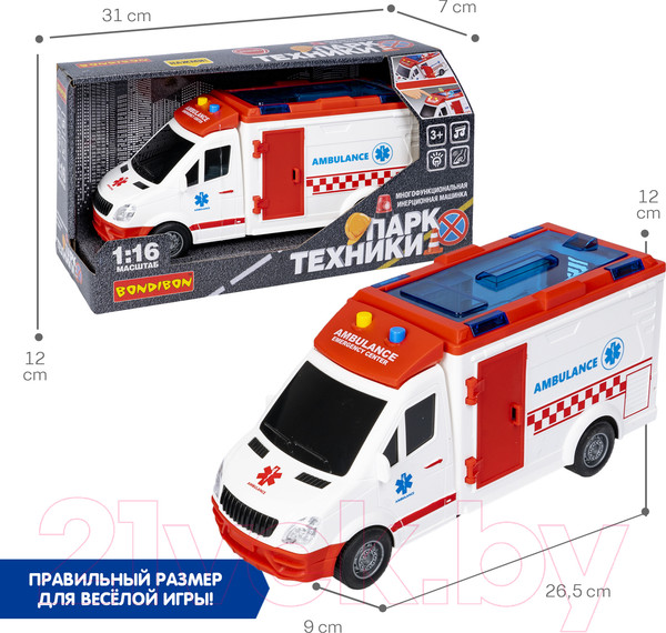 Изображение товара Автобус игрушечный Bondibon Парк техники. Скорая помощь / ВВ5941