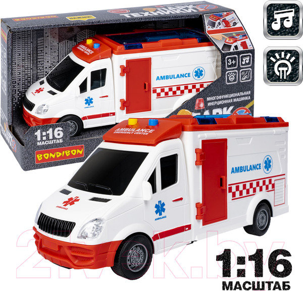 Изображение товара Автобус игрушечный Bondibon Парк техники. Скорая помощь / ВВ5941