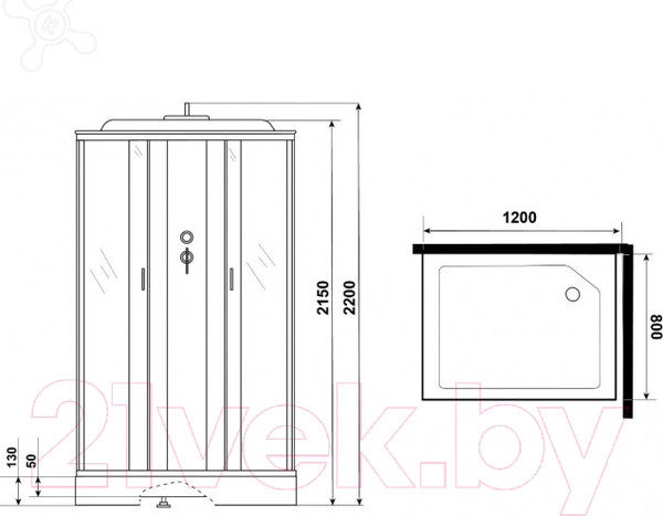 Изображение товара Душевая кабина Niagara NG-43285-14Q 120x80x215 (матовое стекло)
