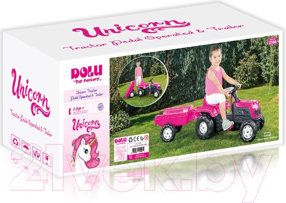Изображение товара Каталка детская Dolu Unicorn с прицепом / 2508 (розовый)