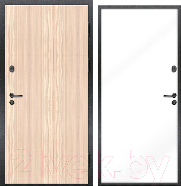 Изображение товара Входная дверь Nord Doors 70 98x206 правая глухая (беленый дуб/RAL 9003 муар)