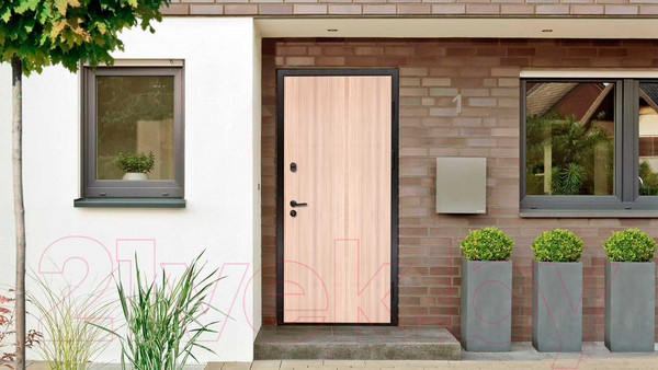 Изображение товара Входная дверь Nord Doors 70 98x206 правая глухая (беленый дуб/RAL 9003 муар)