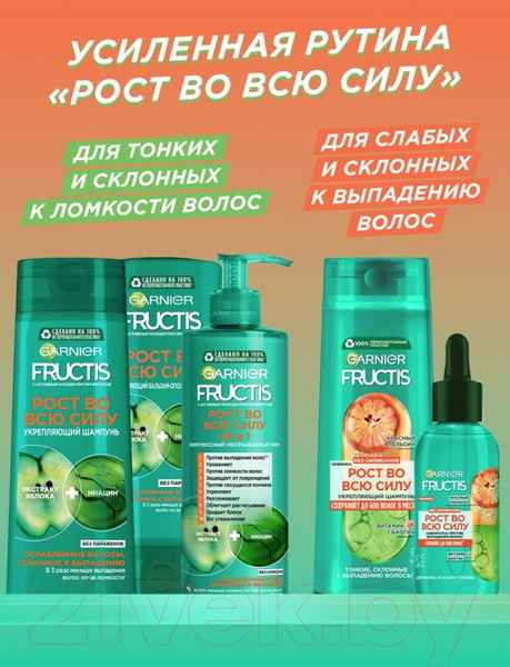 Изображение товара Сыворотка для волос Garnier Fructis Рост во всю Силу Красный Апельсин против выпадения волос (125мл)