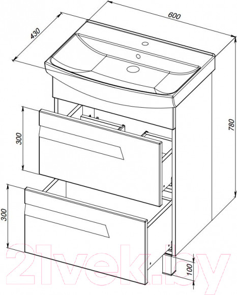 Изображение товара Тумба под умывальник АВН Ливорно 60 / 33.06
