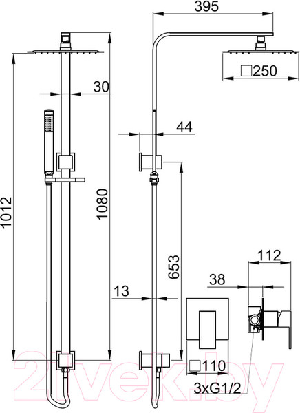 Изображение товара Душевая система со смесителем Armatura Cassini 4126-910-00