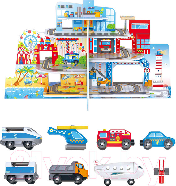 Изображение товара Паркинг игрушечный Hape Железнодорожная станция Мега Сити / E3768_HP