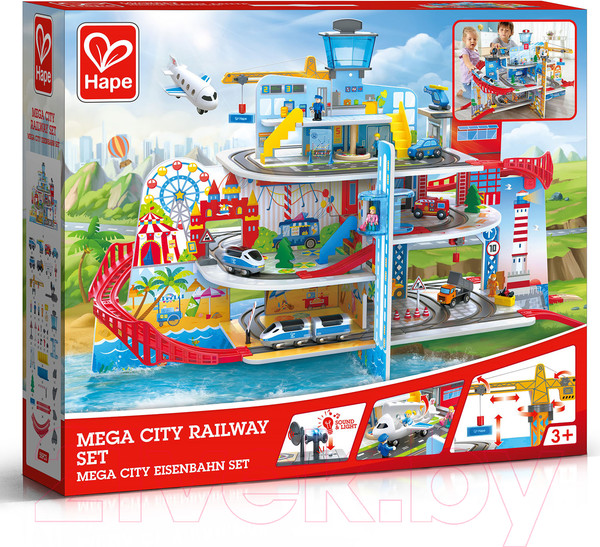 Изображение товара Паркинг игрушечный Hape Железнодорожная станция Мега Сити / E3768_HP