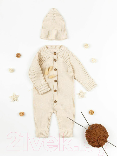 Изображение товара Комбинезон для малышей Amarobaby Pure Love Tot / AB-OD22-PLT501/33-74 (молочный, р. 74)