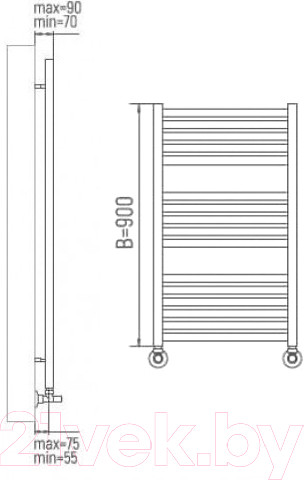 Изображение товара Полотенцесушитель водяной Ukko Норланд П16 53x90