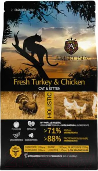 Изображение товара Сухой корм для кошек Ambrosia Grain Free для котят, индейка, курица / U/ACK1.5 (1.5кг)