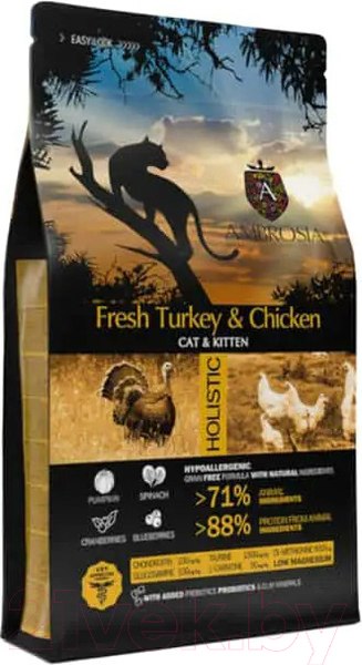 Изображение товара Сухой корм для кошек Ambrosia Grain Free для котят, индейка, курица / U/ACK1.5 (1.5кг)