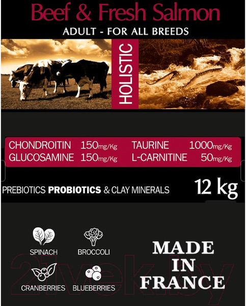 Изображение товара Сухой корм для собак Ambrosia Grain Free для всех пород с говядиной и лососем / U/ABS12 (12кг)