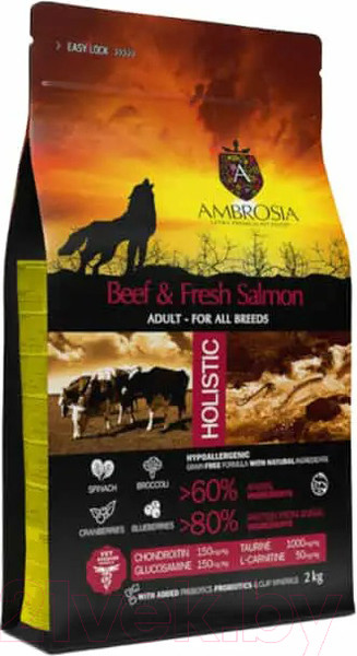 Изображение товара Сухой корм для собак Ambrosia Grain Free для всех пород говядина, лосось / U/ABS2 (2кг)