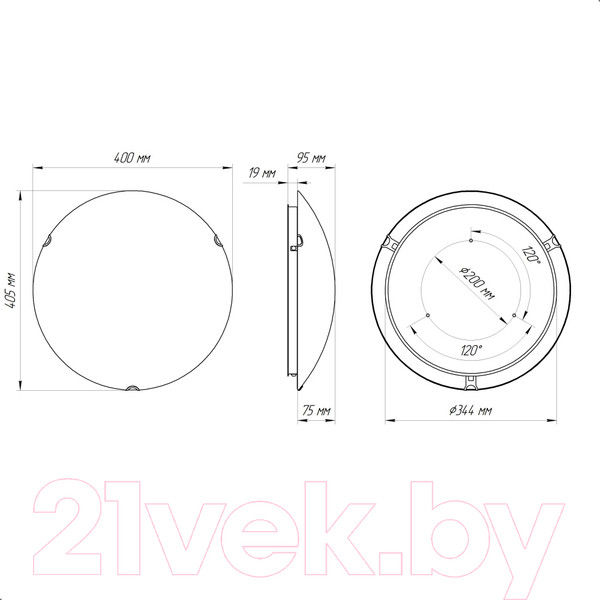 Изображение товара Потолочный светильник Элетех Этруска 400 НПБ 06-3х60 М65 / 1005206098 (матовый белый/хром)