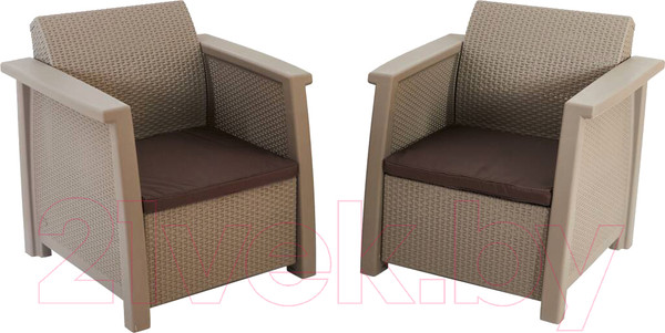 Изображение товара Комплект кресел садовых Keter Toledo Duo / 254010 (капучино)