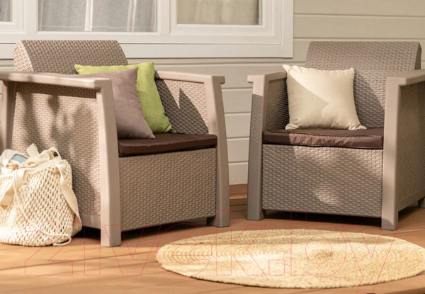 Изображение товара Комплект кресел садовых Keter Toledo Duo / 254010 (капучино)