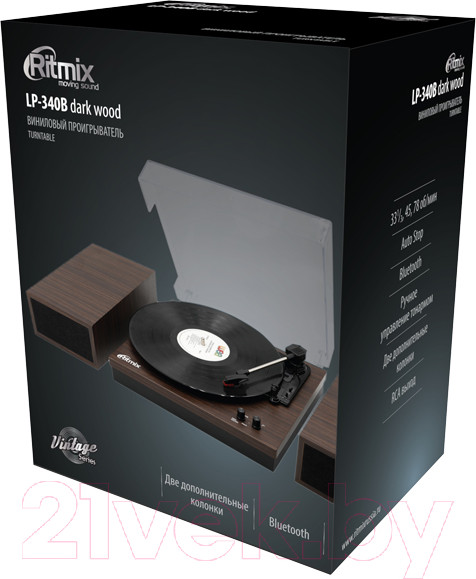 Изображение товара Проигрыватель виниловых пластинок Ritmix LP-340B (коричневый)