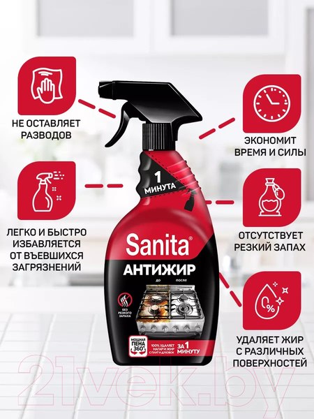 Изображение товара Чистящее средство для кухни SANITA Спрей. 1 минута (500мл)