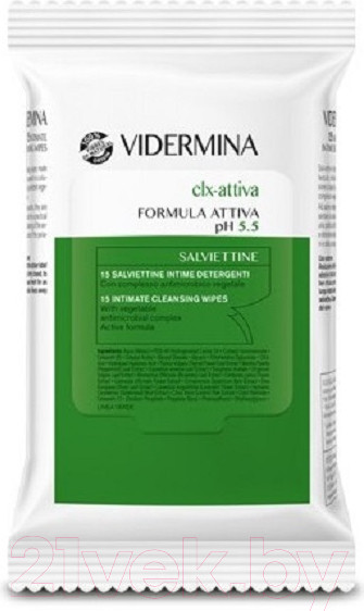 Изображение товара Влажные салфетки для интимной гигиены Vidermina Clx-Attiva (15шт)