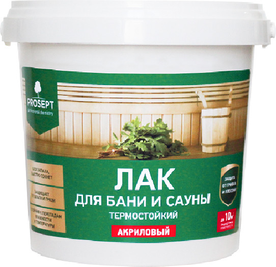 Изображение товара Лак Prosept Готовый состав для бани и сауны (0.9л)