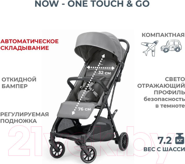 Изображение товара Детская прогулочная коляска Inglesina Now / AG84P0SNGRU (Snap Grey)