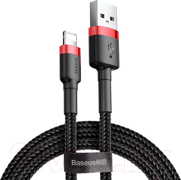 Изображение товара Кабель Baseus Cafule USB For Lightning / CALKLF-C19 (2м, черный/красный)