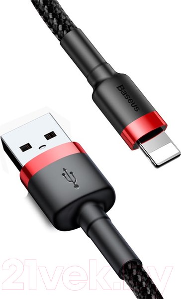Изображение товара Кабель Baseus Cafule USB For Lightning / CALKLF-C19 (2м, черный/красный)