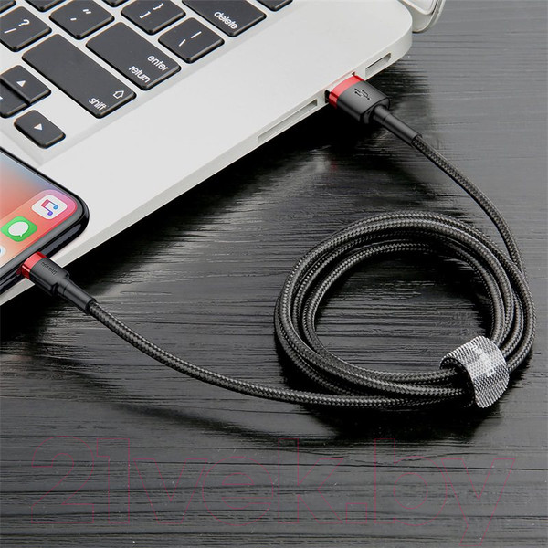 Изображение товара Кабель Baseus Cafule USB For Lightning / CALKLF-C19 (2м, черный/красный)