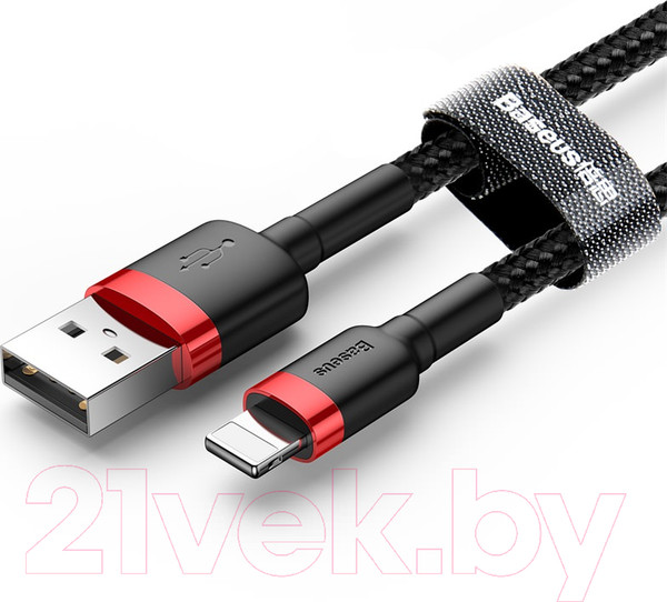 Изображение товара Кабель Baseus Cafule USB For Lightning / CALKLF-C19 (2м, черный/красный)