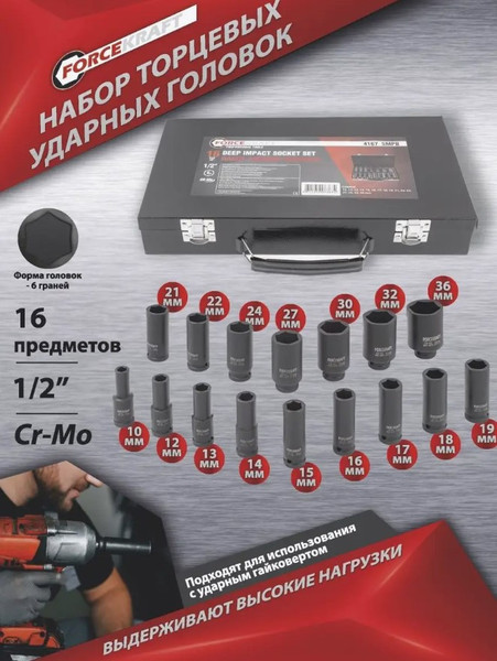 Изображение товара Набор головок слесарных ForceKraft FK-4167-5MPB (54560)