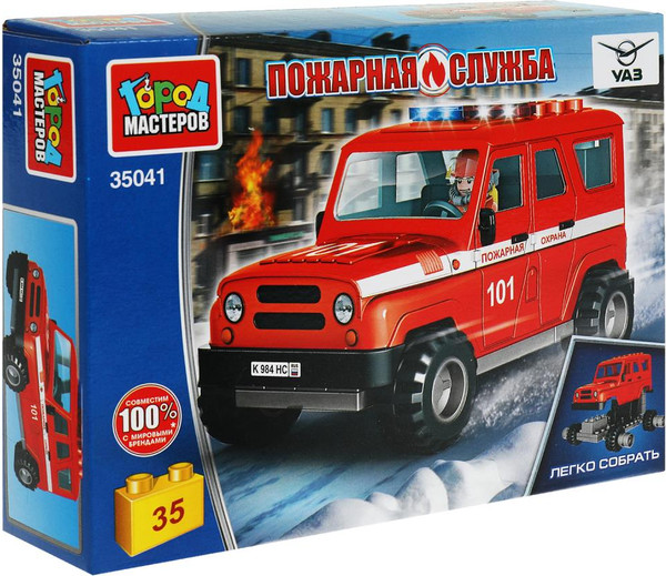 Изображение товара Конструктор Город мастеров Uaz Hunter Пожарная служба / SB-35041 (35эл)