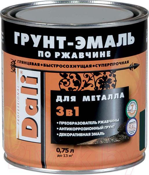 Изображение товара Грунт-эмаль DALI По ржавчине 3 в 1 (750мл, серый графит)