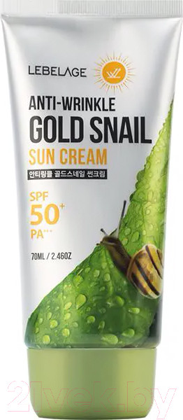 Изображение товара Крем солнцезащитный Lebelage Anti Wrinkle Gold Snail Sun Cream SPF50+ PA+++ Для лица и тела (70мл)