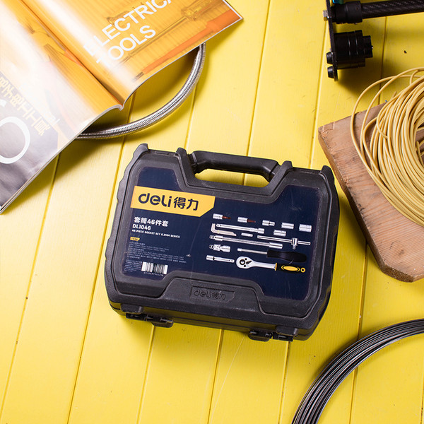 Изображение товара Универсальный набор инструментов Deli YS DL1046 (1/4", 4-14мм, 46шт, кейс)