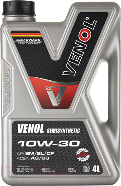 Изображение товара Моторное масло Venol Semisynthetic Multi PDG 10W40 SM/SL/CF A3/B4 / 003004 (4л)