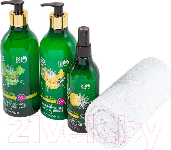 Изображение товара Набор косметики для волос Bio World Маска+Шампунь+Спрей+Полотенце BW-9
