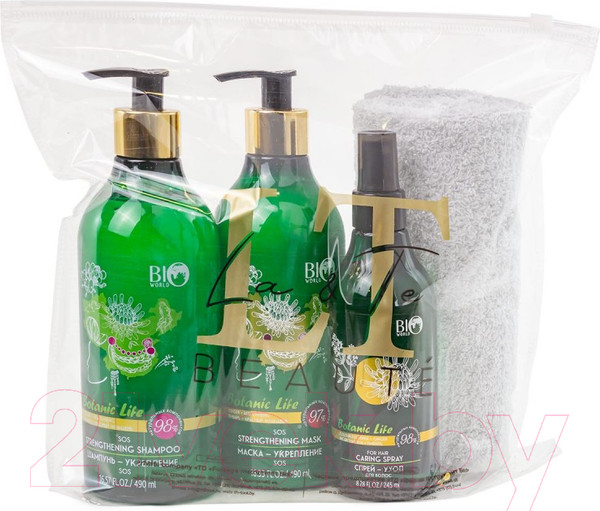 Изображение товара Набор косметики для волос Bio World Маска+Шампунь+Спрей+Полотенце BW-9