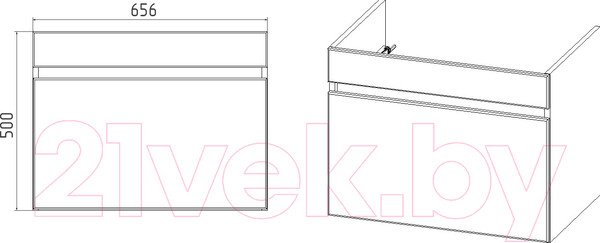 Изображение товара Тумба под умывальник Viant Мальта Como 70 / VMAL70COBEL-T1YP