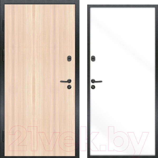Изображение товара Входная дверь Nord Doors 70 98x206 левая глухая (беленый дуб/RAL 9003 муар)