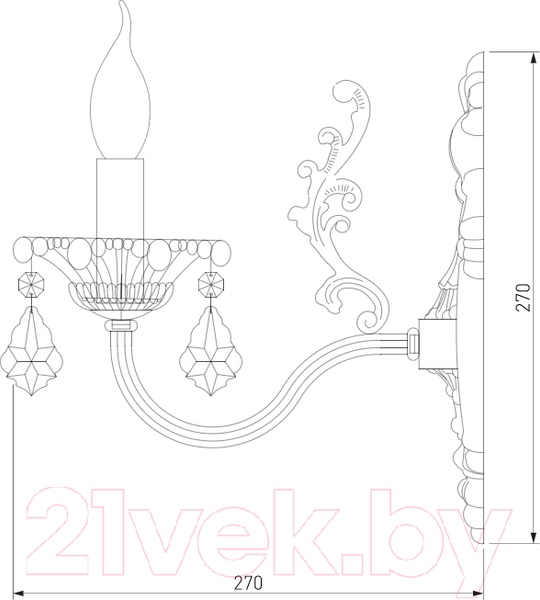 Изображение товара Бра Евросвет Elisha 3281/1 (античная бронза/прозрачный хрусталь)