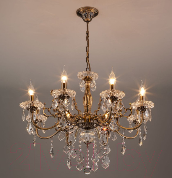 Изображение товара Люстра Евросвет Elisha 3281/8 (античная бронза/прозрачный хрусталь)
