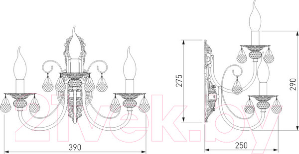 Изображение товара Бра Евросвет Alda 3305/3 (бело-золотой/прозрачный хрусталь)