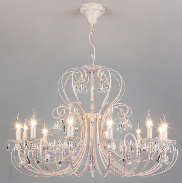 Изображение товара Люстра Евросвет Alda 3305/12 (бело-золотой/прозрачный хрусталь)