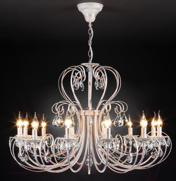 Изображение товара Люстра Евросвет Alda 3305/12 (бело-золотой/прозрачный хрусталь)