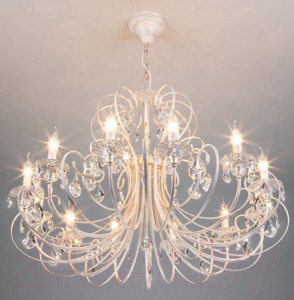 Изображение товара Люстра Евросвет Alda 3305/12 (бело-золотой/прозрачный хрусталь)
