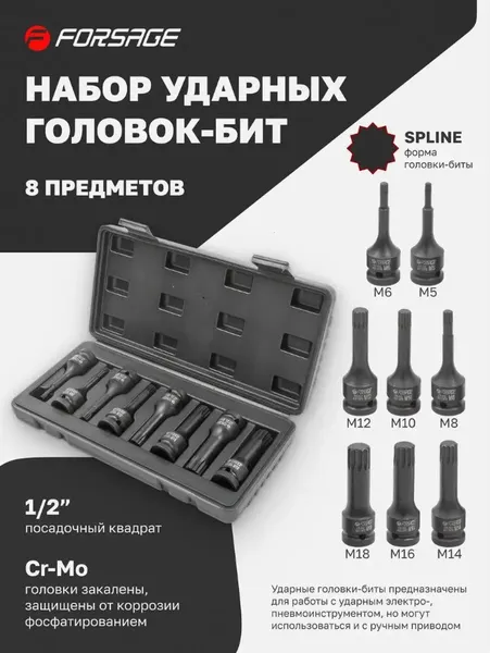 Изображение товара Набор головок слесарных Forsage F-40811MPB (54598)